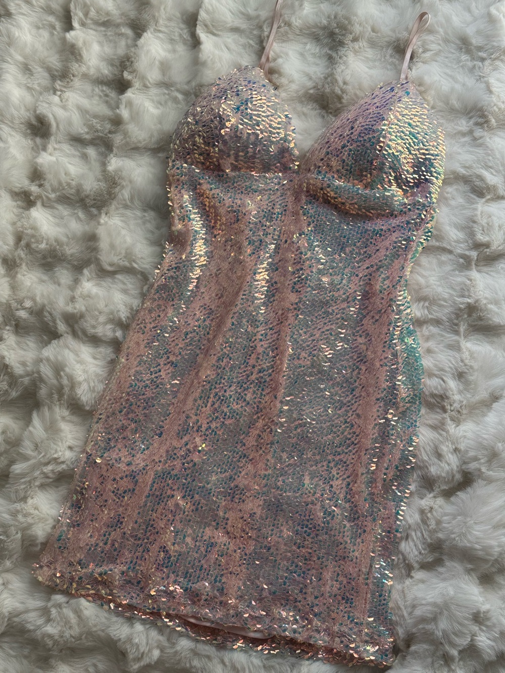 NWOT Sparkling Multi Pink Sequin Bodycon Mini Dress- Women’s - Picture 2 of 4